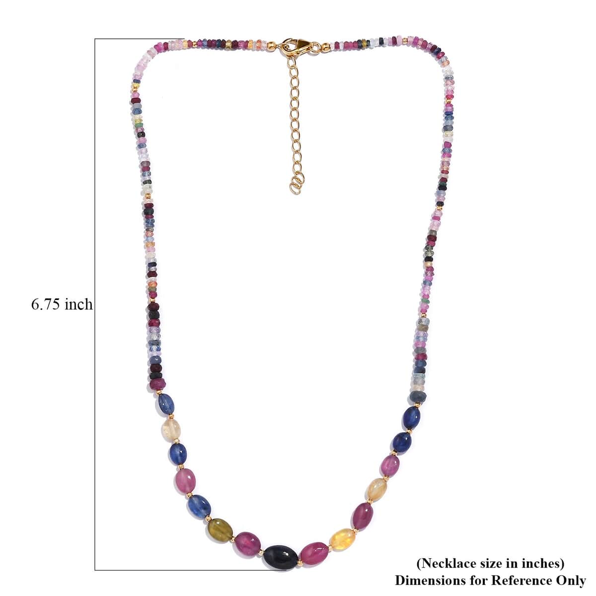 Multi Sapphire 60.00 ctw Necklace in 18K Yellow Gold Over Sterling Silver 18-20 Inches image number 5