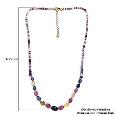 Multi Sapphire 60.00 ctw Necklace in 18K Yellow Gold Over Sterling Silver 18-20 Inches