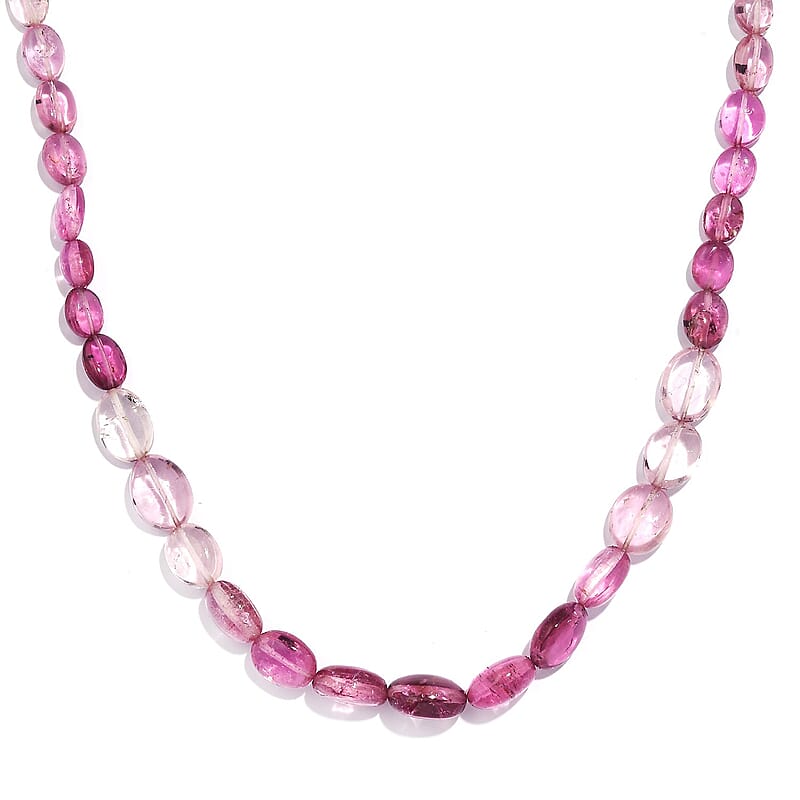 Pink Tourmaline 65.00 ctw Beaded Necklace in 18K Yellow Gold Over Sterling Silver 18-20 Inches