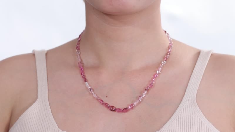 Pink Tourmaline 65.00 ctw Beaded Necklace in 18K Yellow Gold Over Sterling Silver 18-20 Inches