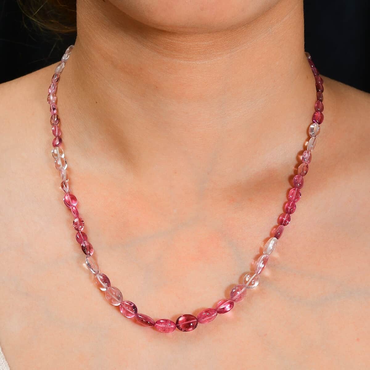 Pink Tourmaline 65.00 ctw Beaded Necklace in 18K Yellow Gold Over Sterling Silver 18-20 Inches image number 2