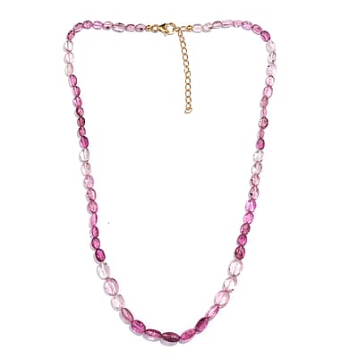 Pink Tourmaline 65.00 ctw Beaded Necklace in 18K Yellow Gold Over Sterling Silver 18-20 Inches