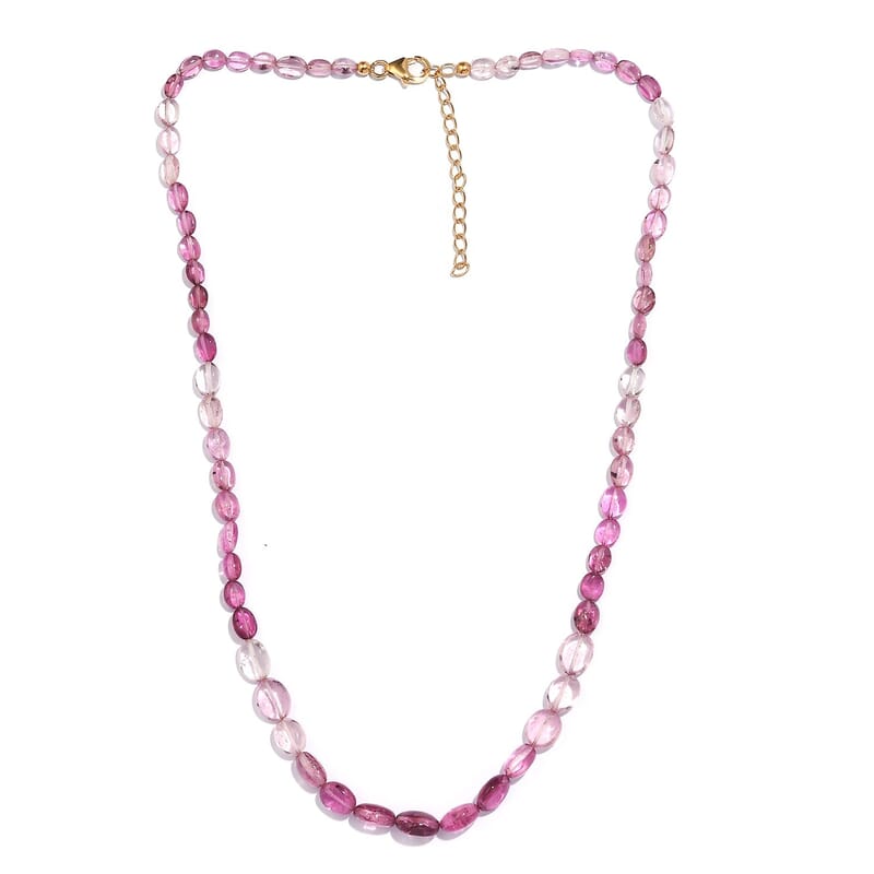 Pink Tourmaline 65.00 ctw Beaded Necklace in 18K Yellow Gold Over Sterling Silver 18-20 Inches