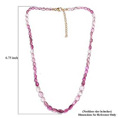 Pink Tourmaline 65.00 ctw Beaded Necklace in 18K Yellow Gold Over Sterling Silver 18-20 Inches
