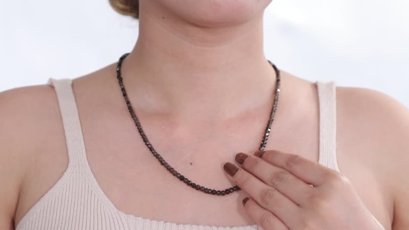 Brazilian Smoky Quartz 40.00 ctw Beaded Necklace in Stainless Steel 18 Inches