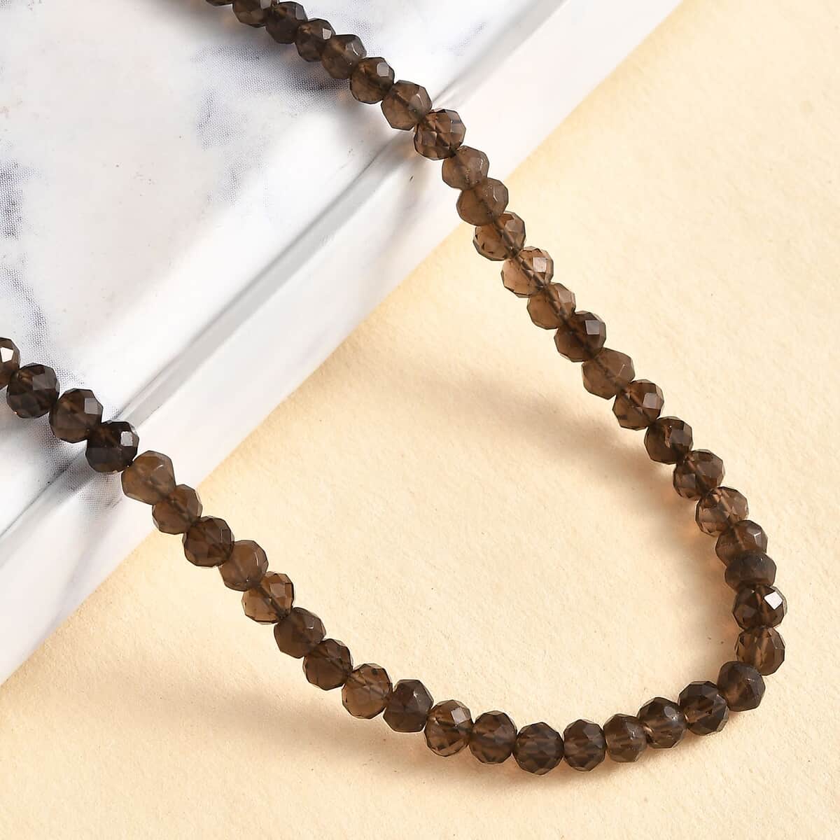 Brazilian Smoky Quartz 40.00 ctw Beaded Necklace in Stainless Steel 18 Inches image number 1