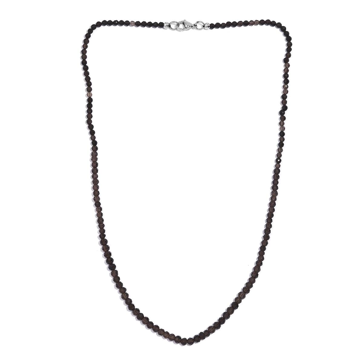 Brazilian Smoky Quartz 40.00 ctw Beaded Necklace in Stainless Steel 18 Inches image number 3