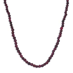 Mozambique Garnet 65.00 ctw Beaded Necklace in Stainless Steel 18-20 Inches