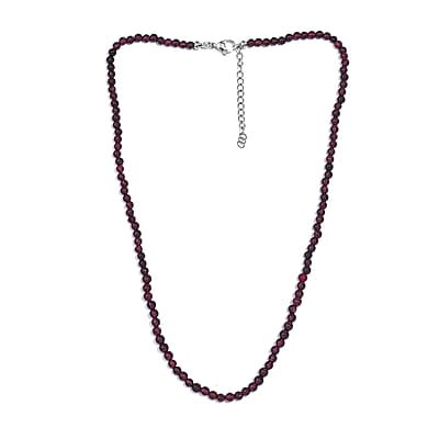 Mozambique Garnet 65.00 ctw Beaded Necklace in Stainless Steel 18-20 Inches