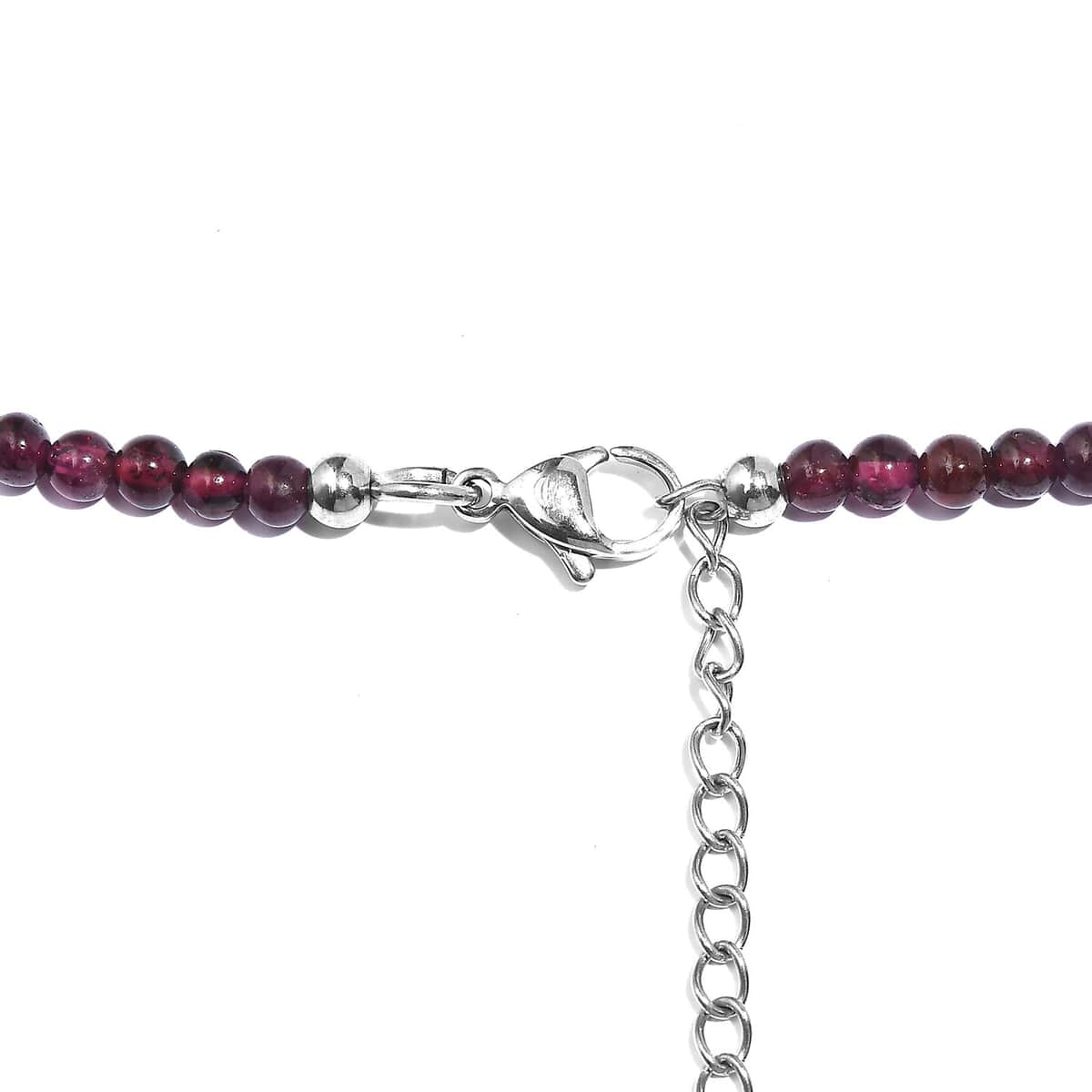 Mozambique Garnet 65.00 ctw Beaded Necklace in Stainless Steel 18-20 Inches image number 4