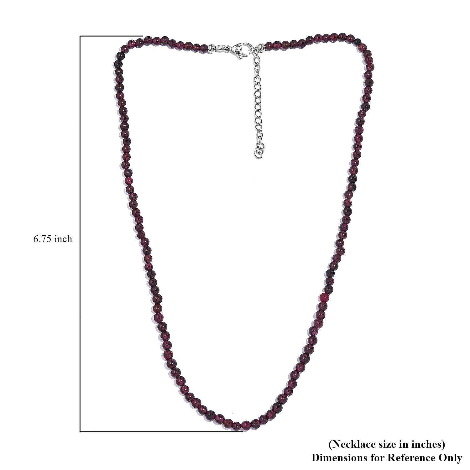 Mozambique Garnet 65.00 ctw Beaded Necklace in Stainless Steel 18-20 Inches