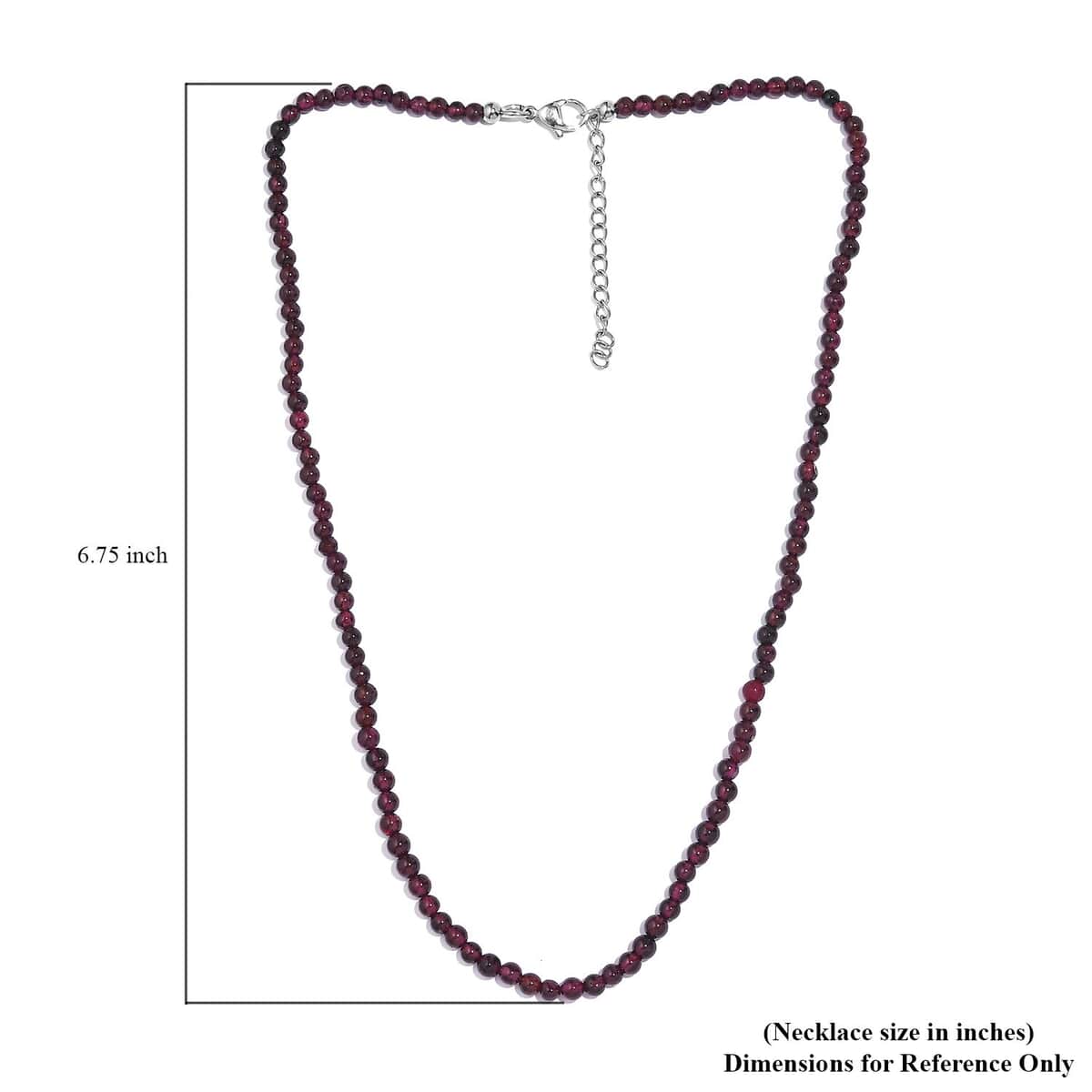 Mozambique Garnet 65.00 ctw Beaded Necklace in Stainless Steel 18-20 Inches image number 5