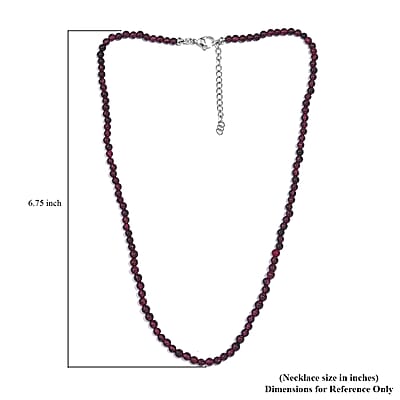 Mozambique Garnet 65.00 ctw Beaded Necklace in Stainless Steel 18-20 Inches