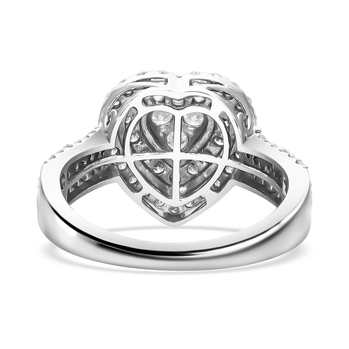 Luxuriant Lab Grown Diamond G-H SI 1.00 ctw Heart Ring in Platinum Over Sterling Silver (Size 10.0) image number 2