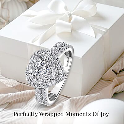 Luxuriant Lab Grown Diamond G-H SI 1.00 ctw Heart Ring in Platinum Over Sterling Silver (Size 10.0)