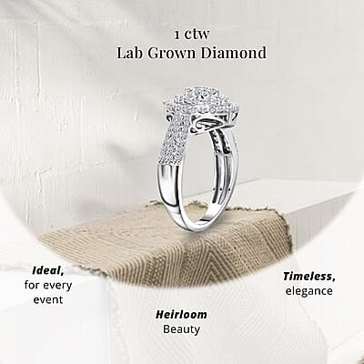 Luxuriant Lab Grown Diamond G-H SI 1.00 ctw Heart Ring in Platinum Over Sterling Silver (Size 10.0)