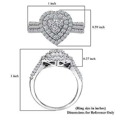 Luxuriant Lab Grown Diamond G-H SI 1.00 ctw Heart Ring in Platinum Over Sterling Silver (Size 10.0)