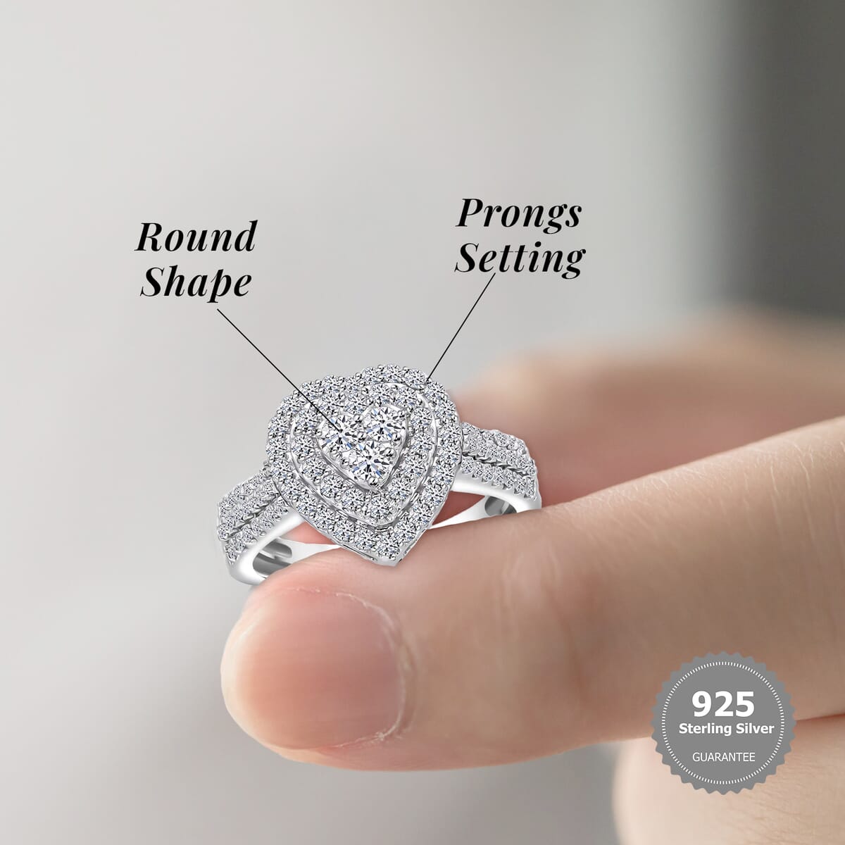 Luxuriant Lab Grown Diamond G-H SI 1.00 ctw Heart Ring in Platinum Over Sterling Silver (Size 9.0) image number 5