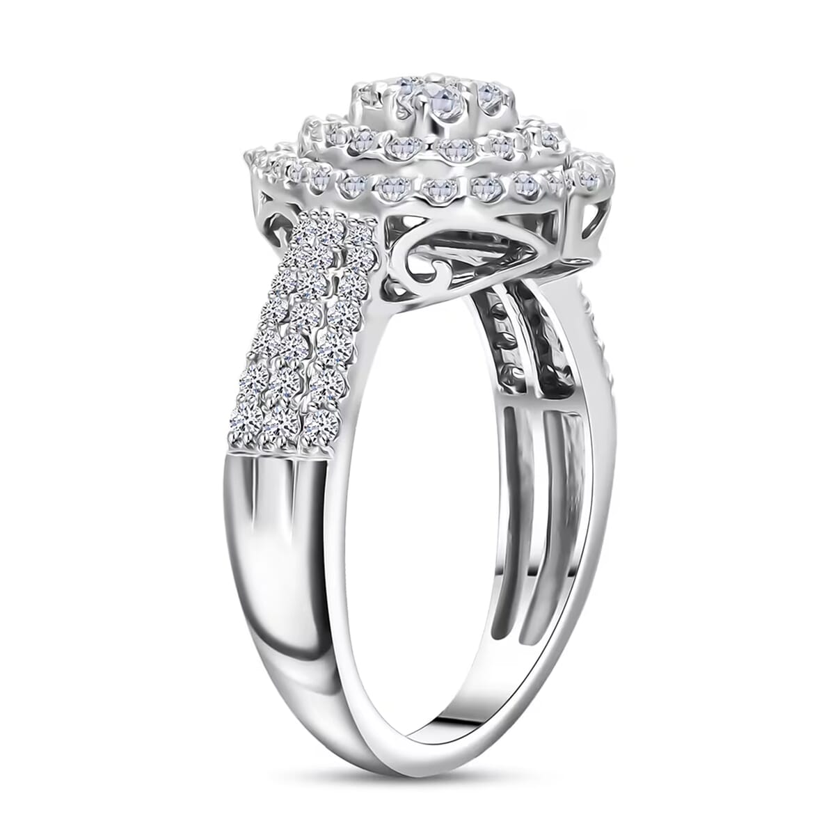 Luxuriant Lab Grown Diamond G-H SI 1.00 ctw Heart Ring in Platinum Over Sterling Silver (Size 9.0) image number 8