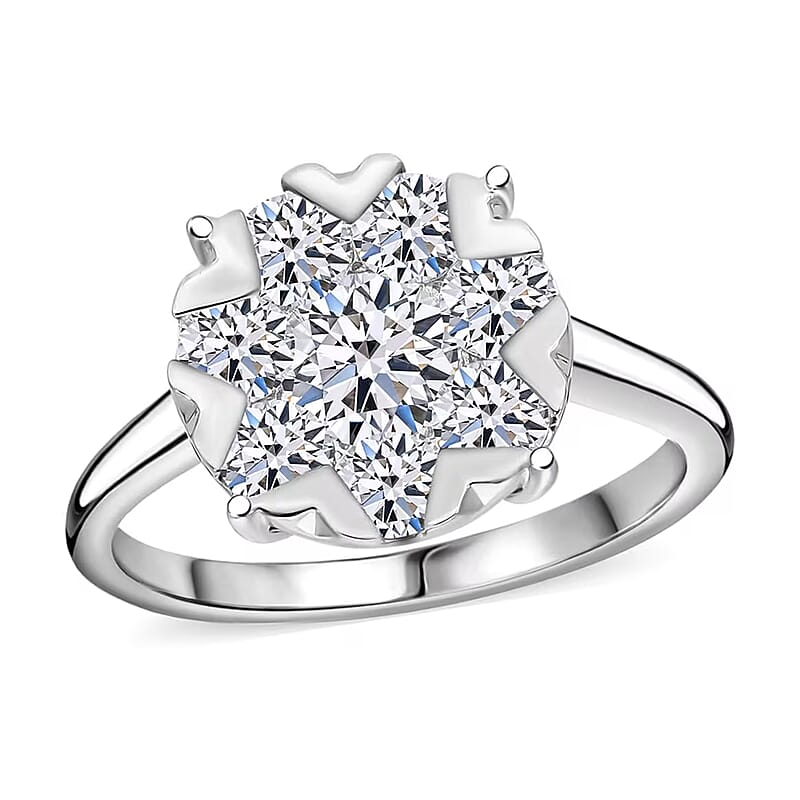 Luxuriant Lab Grown Diamond G-H SI 2.00 ctw Ring in Platinum Over Sterling Silver (Size 10.0)