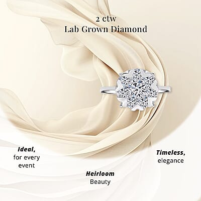 Luxuriant Lab Grown Diamond G-H SI 2.00 ctw Ring in Platinum Over Sterling Silver (Size 10.0)
