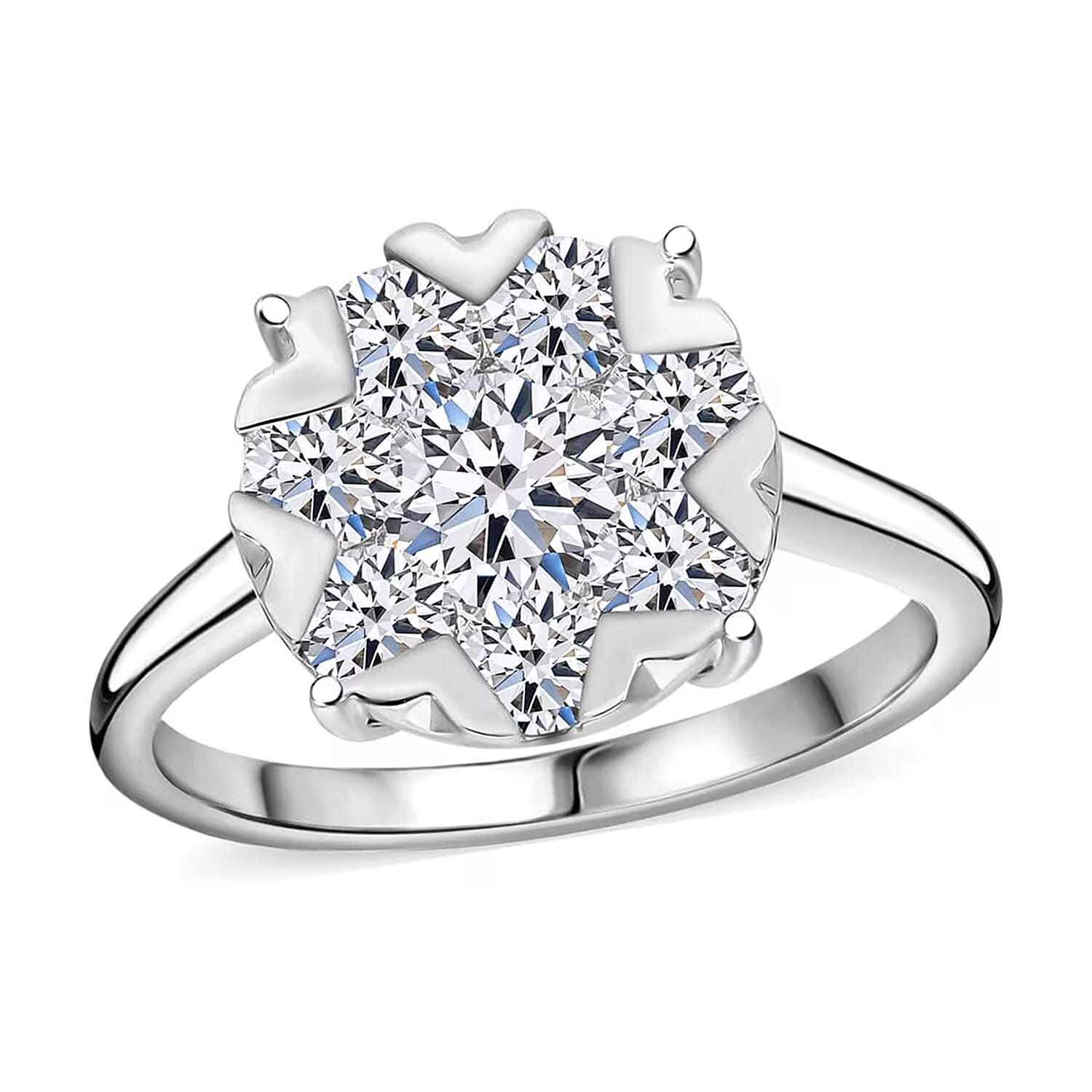 Luxuriant Lab Grown Diamond (G-H, SI) Ring in Platinum Over Sterling Silver (Size 8.0) 2.00 ctw