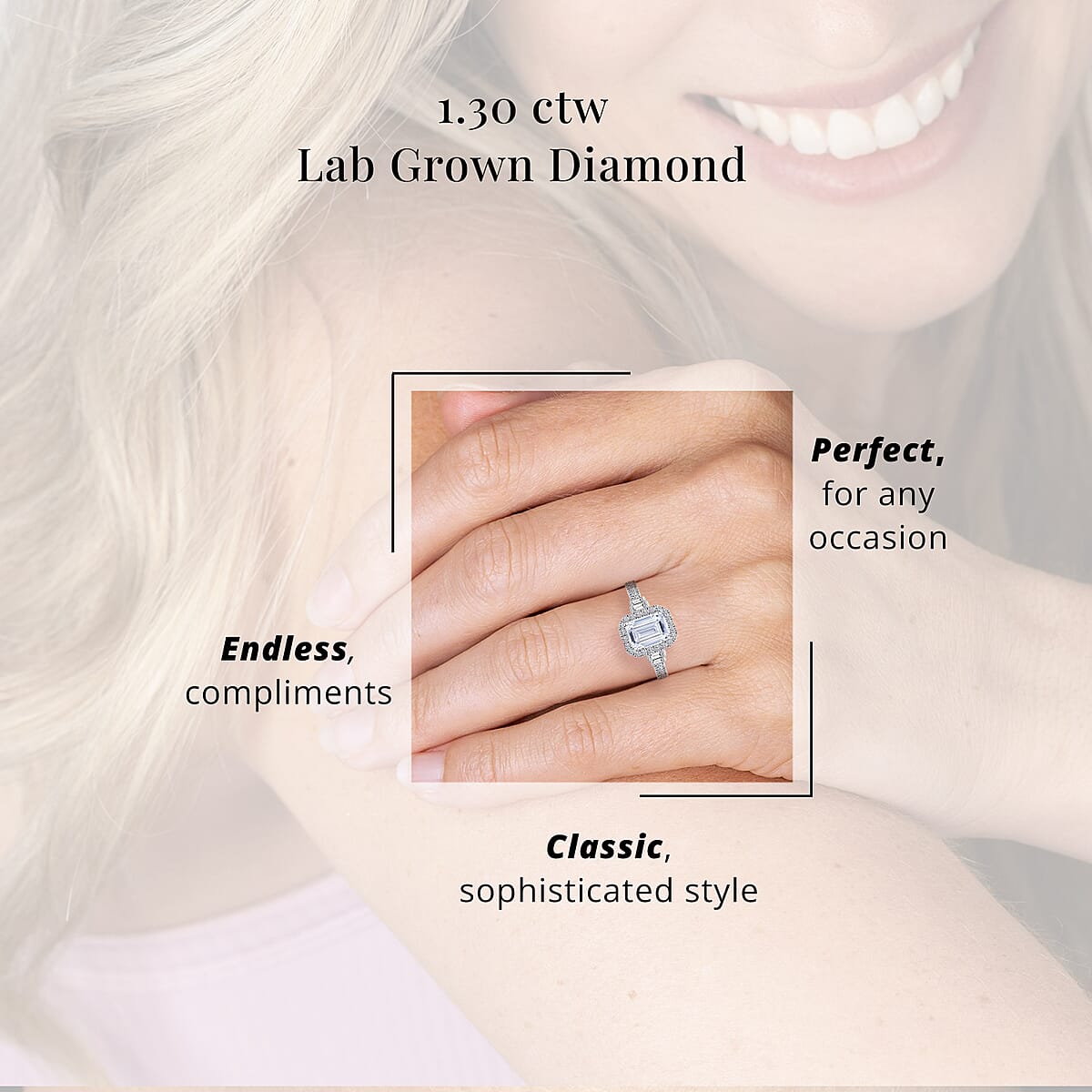 Luxuriant Lab Grown Diamond E-F VS 1.30 ctw Ring in 10K White Gold (Size 5.5) image number 4