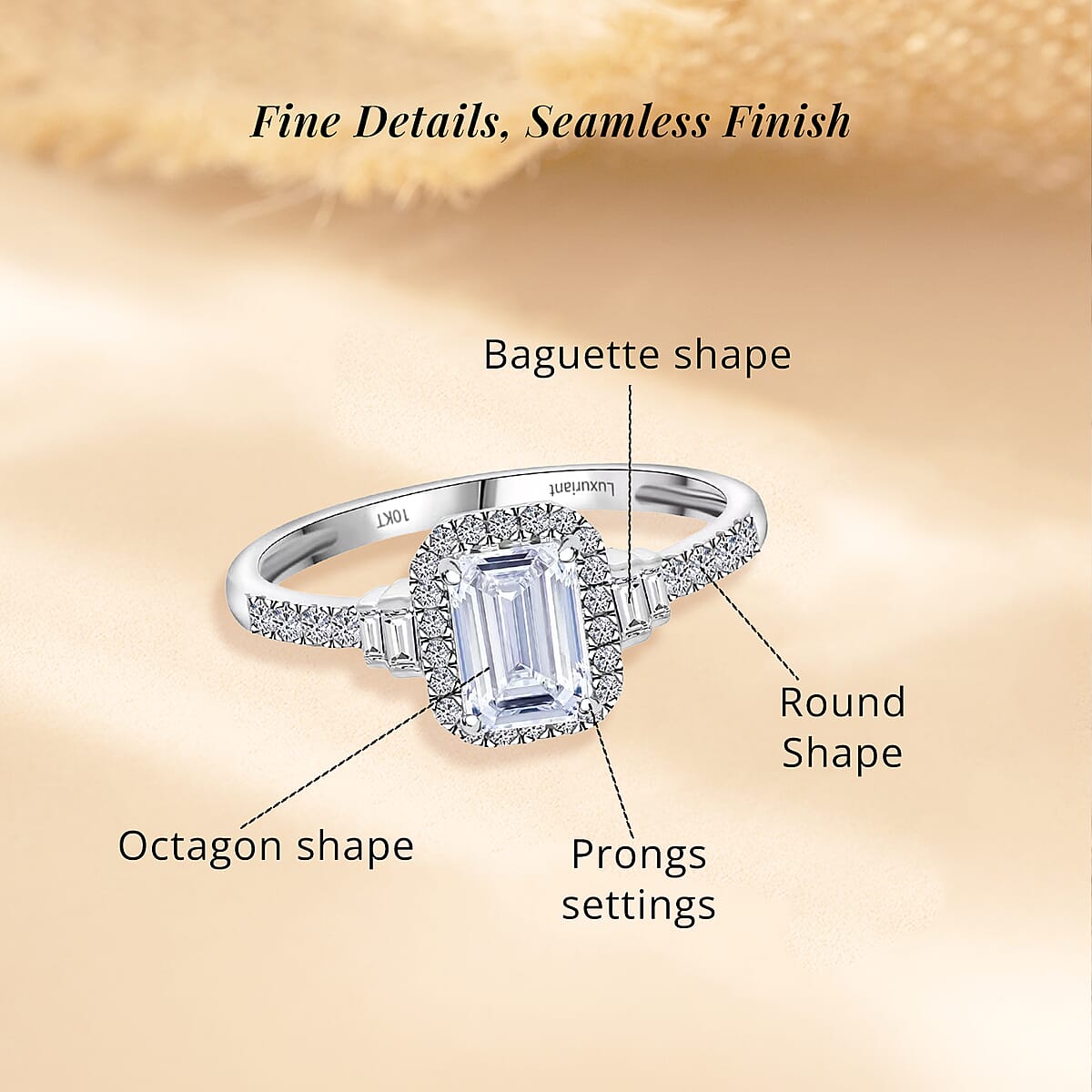 Luxuriant Lab Grown Diamond E-F VS 1.30 ctw Ring in 10K White Gold (Size 5.5) image number 5