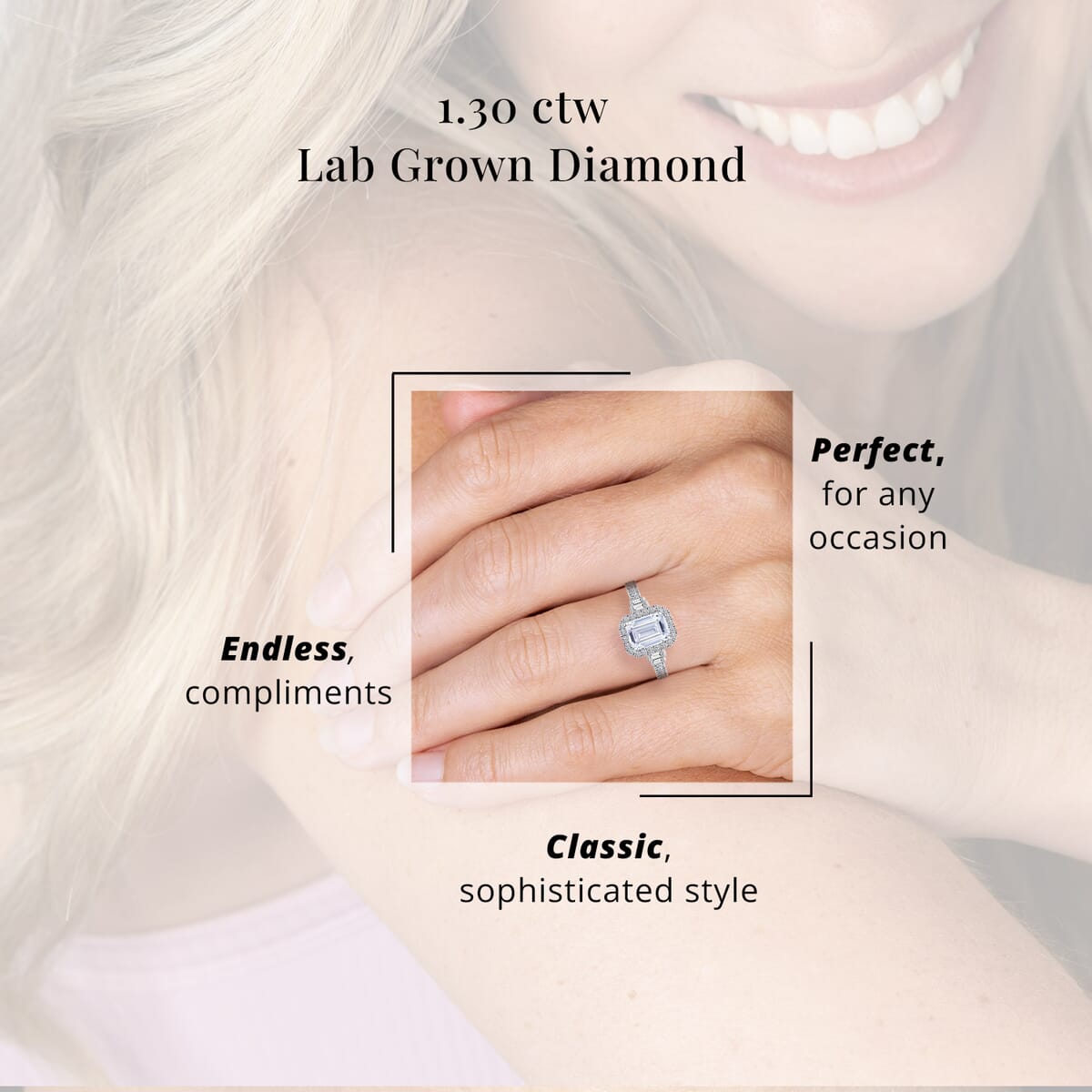 Luxuriant Lab Grown Diamond E-F VS 1.30 ctw Ring in 10K White Gold (Size 6.5) image number 4