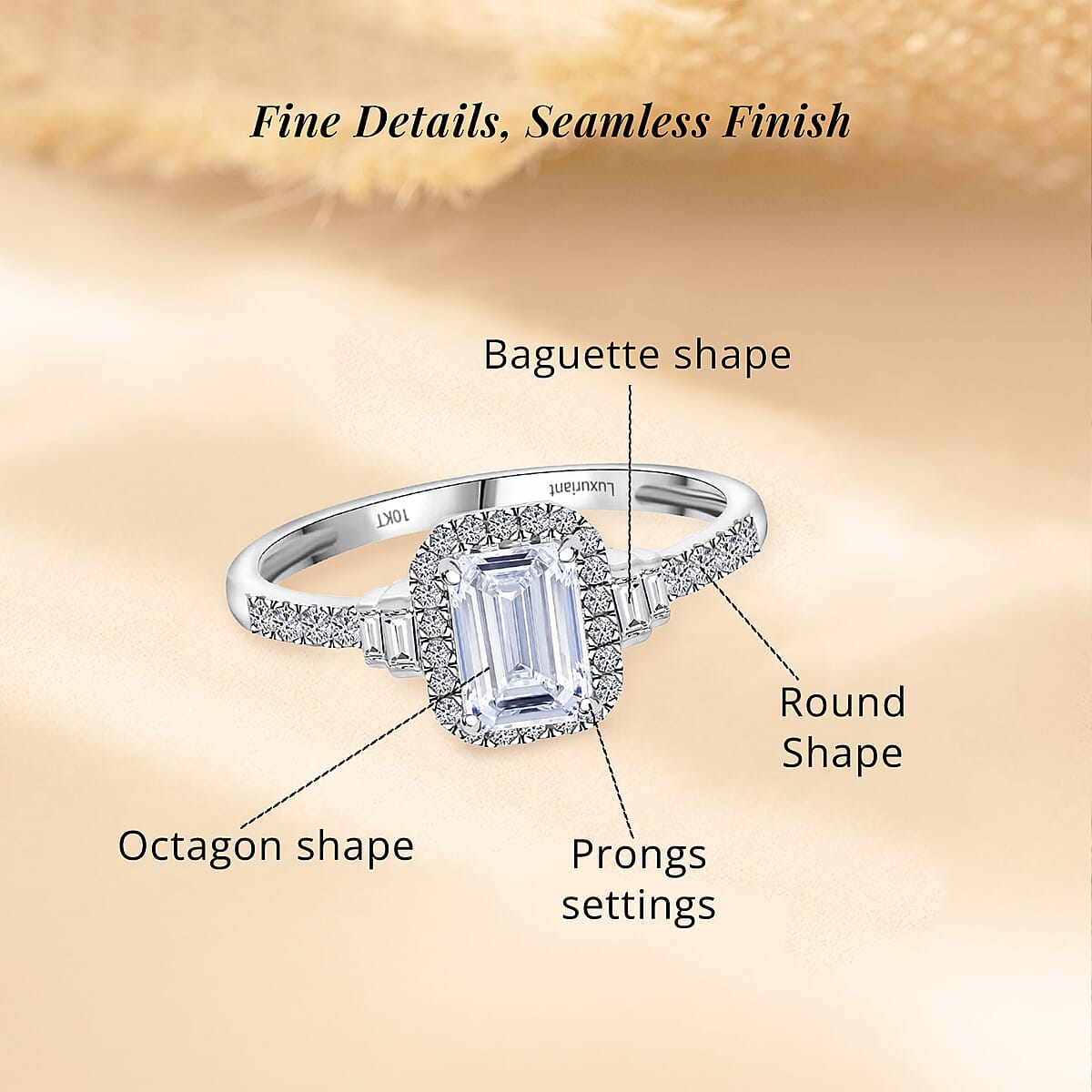 Luxuriant Lab Grown Diamond E-F VS 1.30 ctw Ring in 10K White Gold (Size 7.5) image number 5