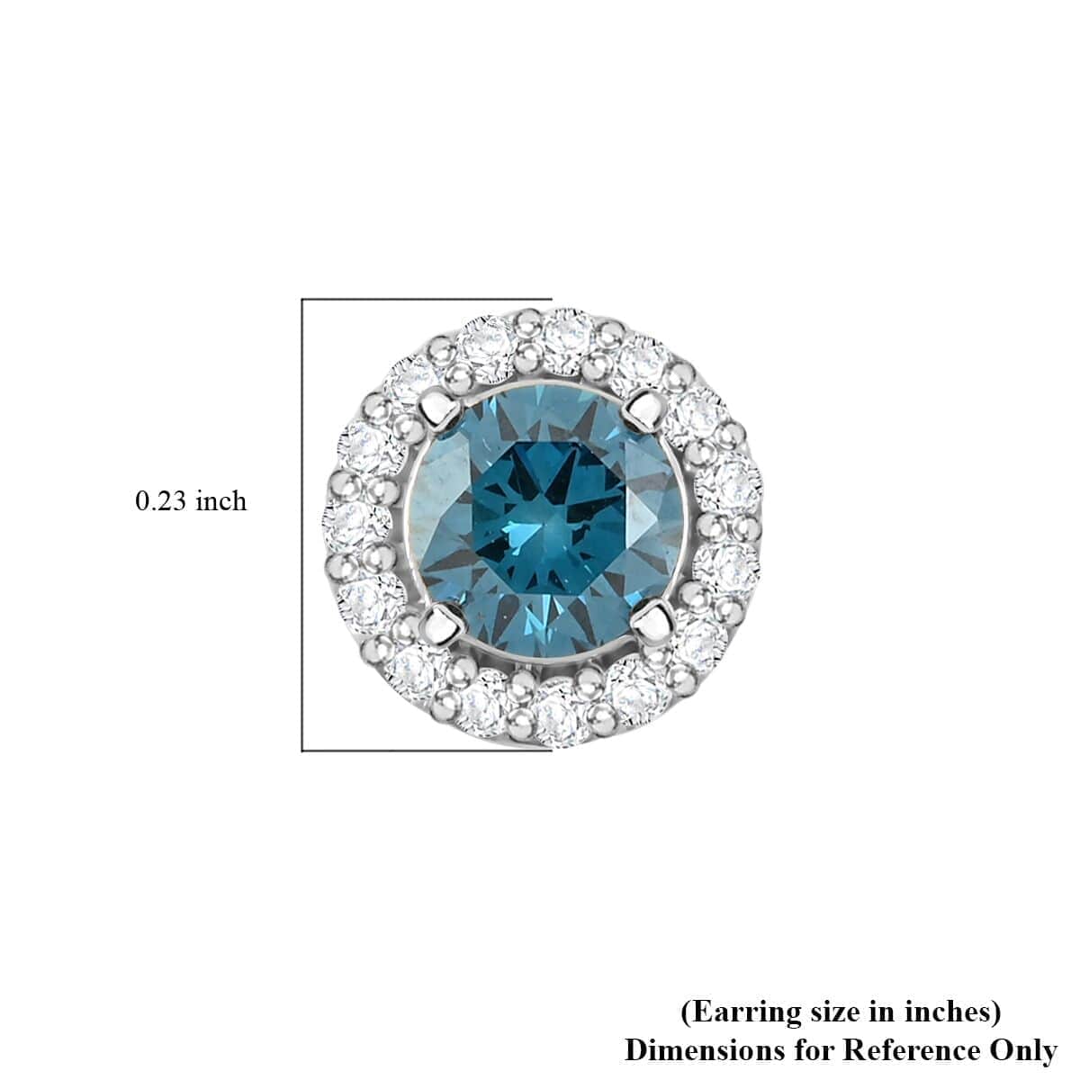 Luxuriant Lab Grown Blue and White Diamond VS-SI 1.50 ctw Halo Stud Earrings in Platinum Over Sterling Silver image number 4