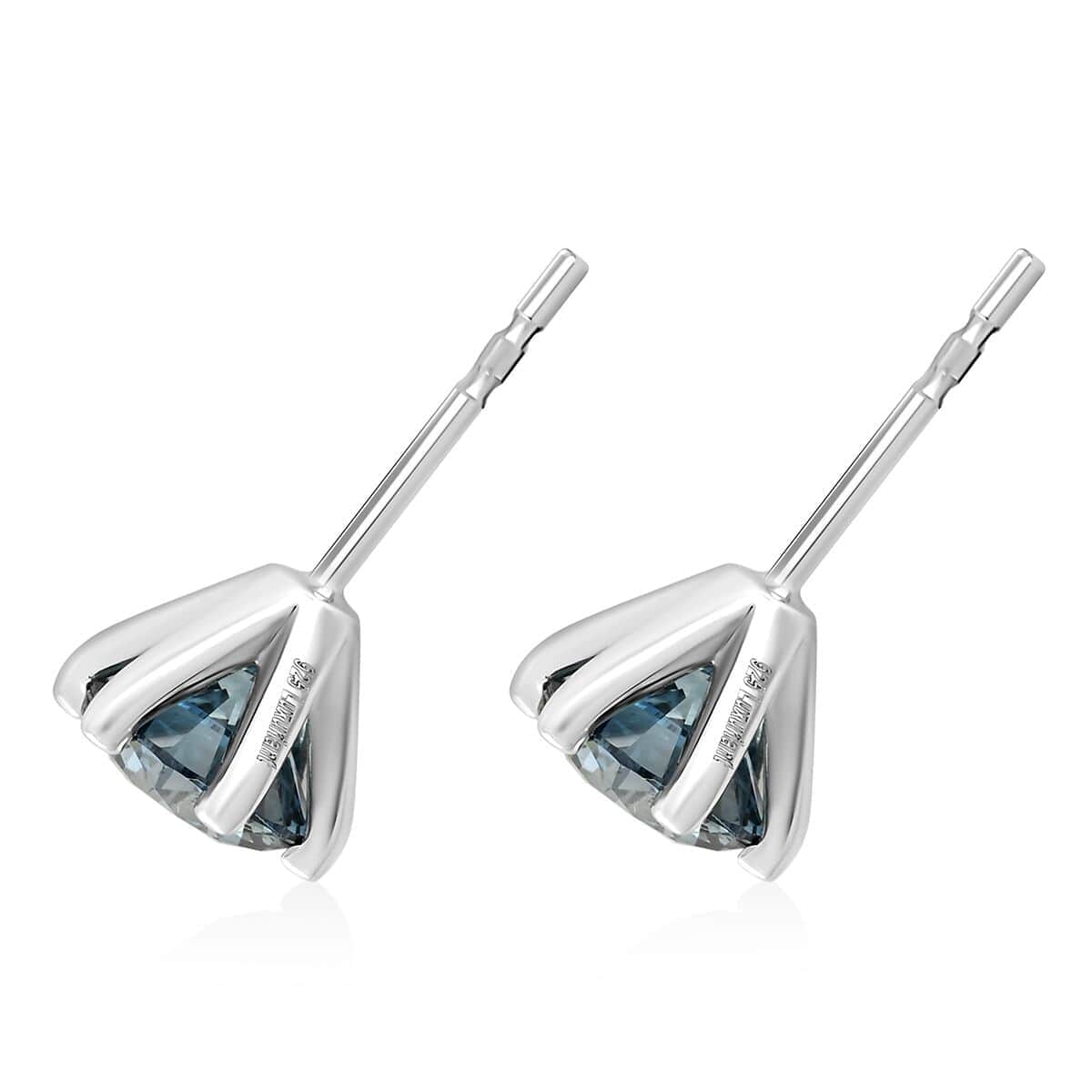 Luxuriant Lab Grown Blue Diamond VS-SI 2.10 ctw Stud Earrings in Platinum Over Sterling Silver image number 3