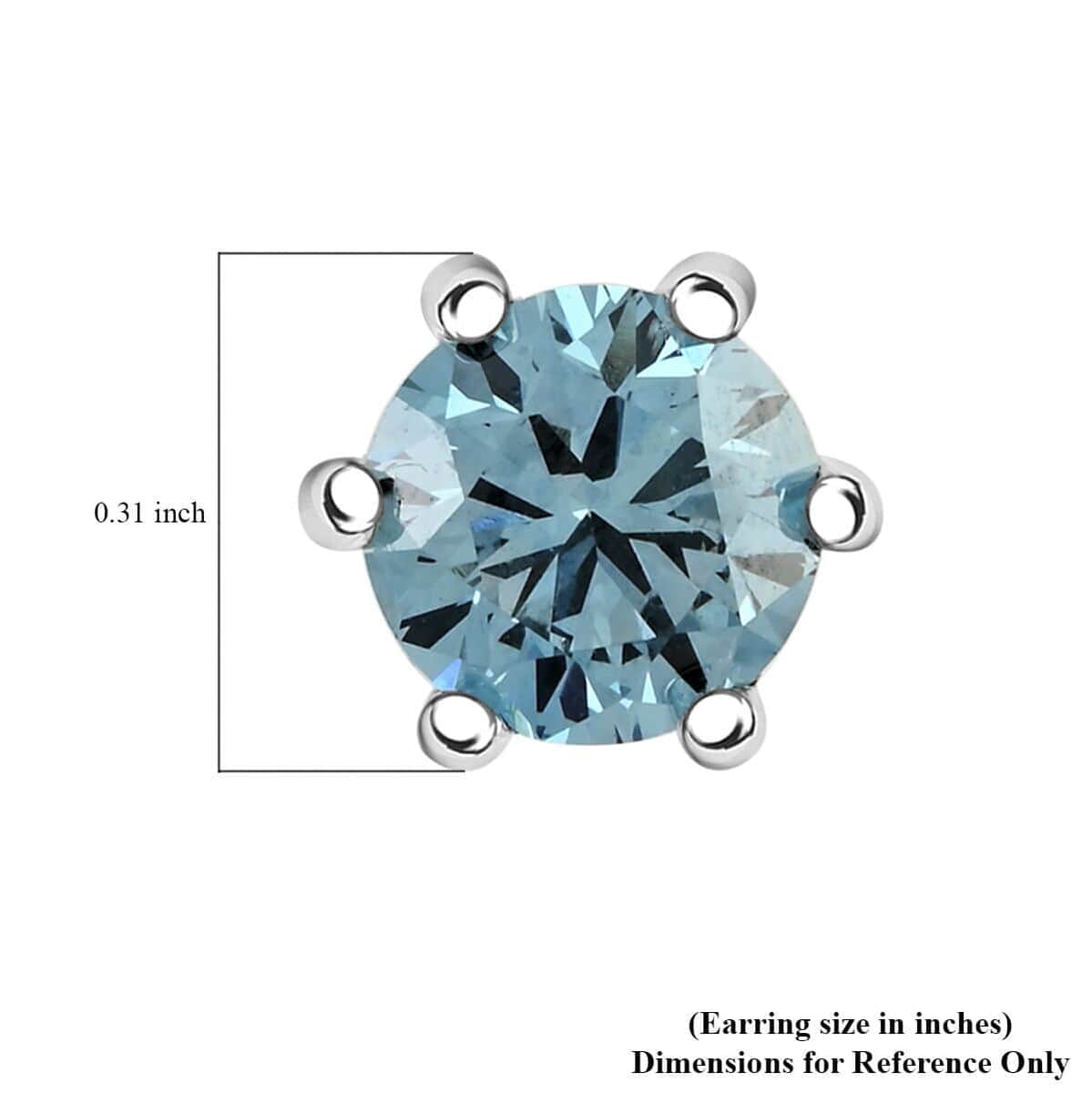 Luxuriant Lab Grown Blue Diamond VS-SI 2.10 ctw Stud Earrings in Platinum Over Sterling Silver image number 4