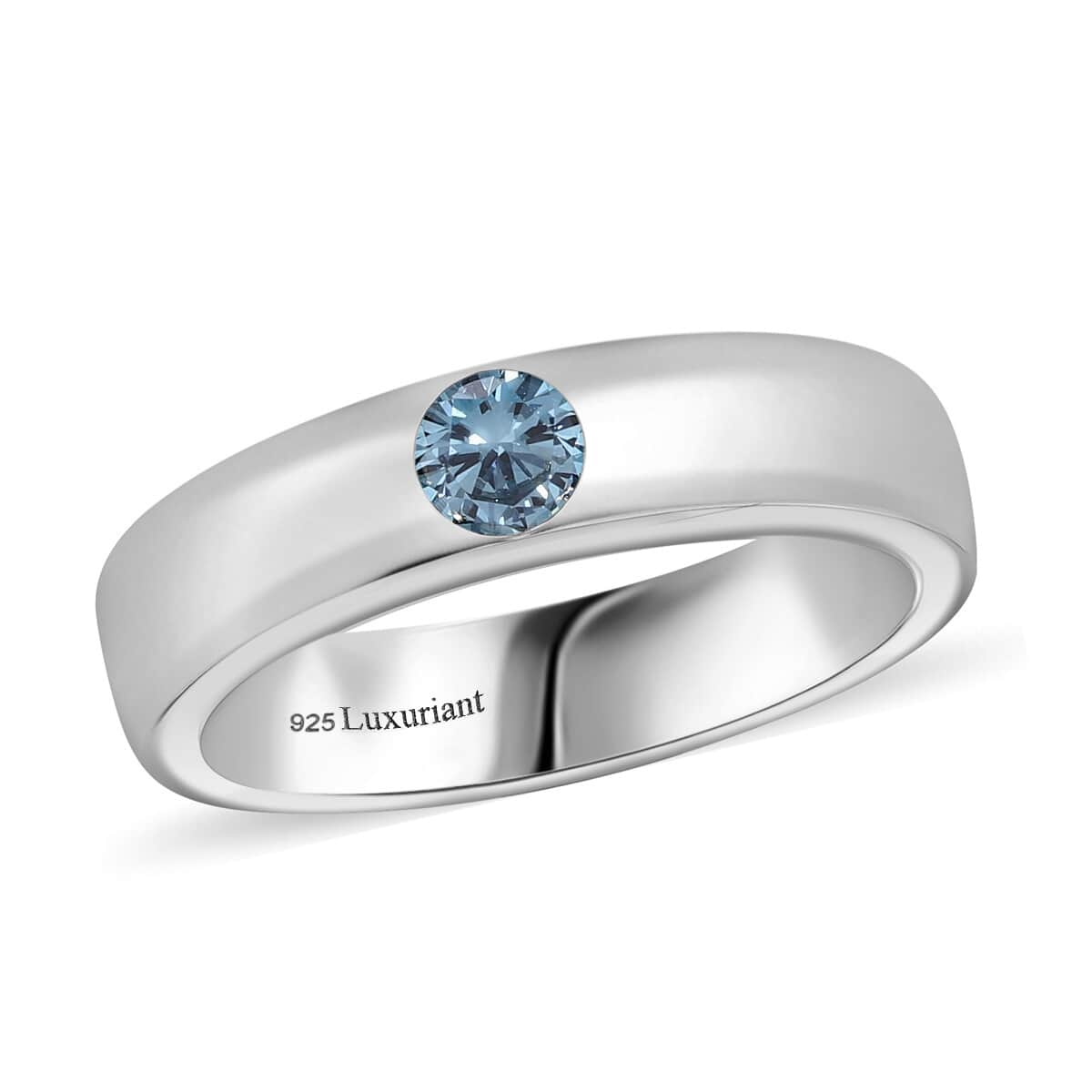 Luxuriant Lab Grown Blue Diamond VS 0.25 ctw Band Ring in Platinum Over Sterling Silver (Size 10.0) (Del. in 10-12 Days) image number 0