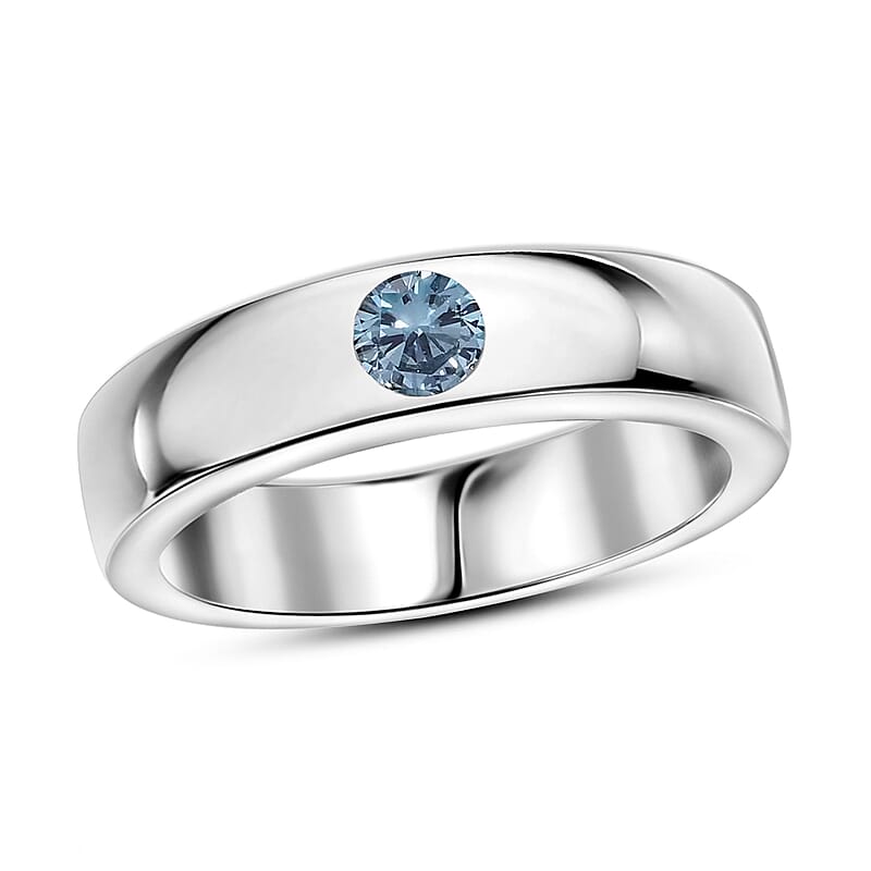 Luxuriant Lab Grown Blue Diamond VS 0.25 ctw Band Ring in Platinum Over Sterling Silver (Size 10.0) (Del. in 10-12 Days)