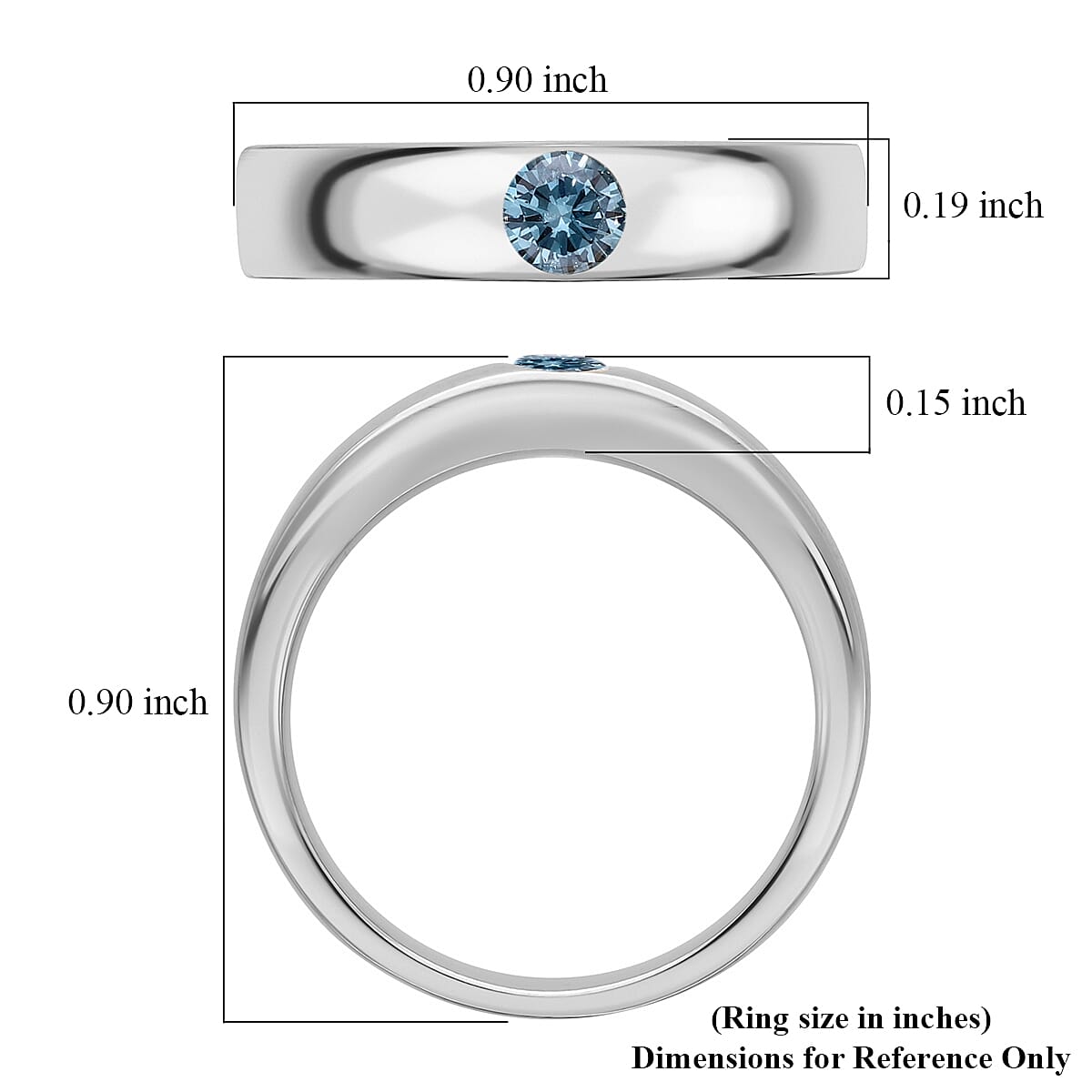 Luxuriant Lab Grown Blue Diamond VS 0.25 ctw Band Ring in Platinum Over Sterling Silver (Size 8.0) image number 5