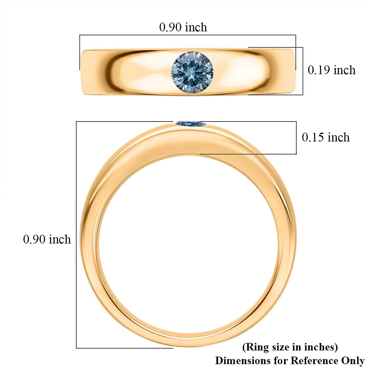 Luxuriant Lab Grown Blue Diamond (VS) 0.25 ctw Ring in Vermeil Yellow Gold Over Sterling Silver (Size 10.0) image number 6