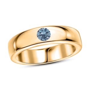 Luxuriant Lab Grown Blue Diamond (VS) 0.25 ctw Ring in Vermeil Yellow Gold Over Sterling Silver (Size 7.0)