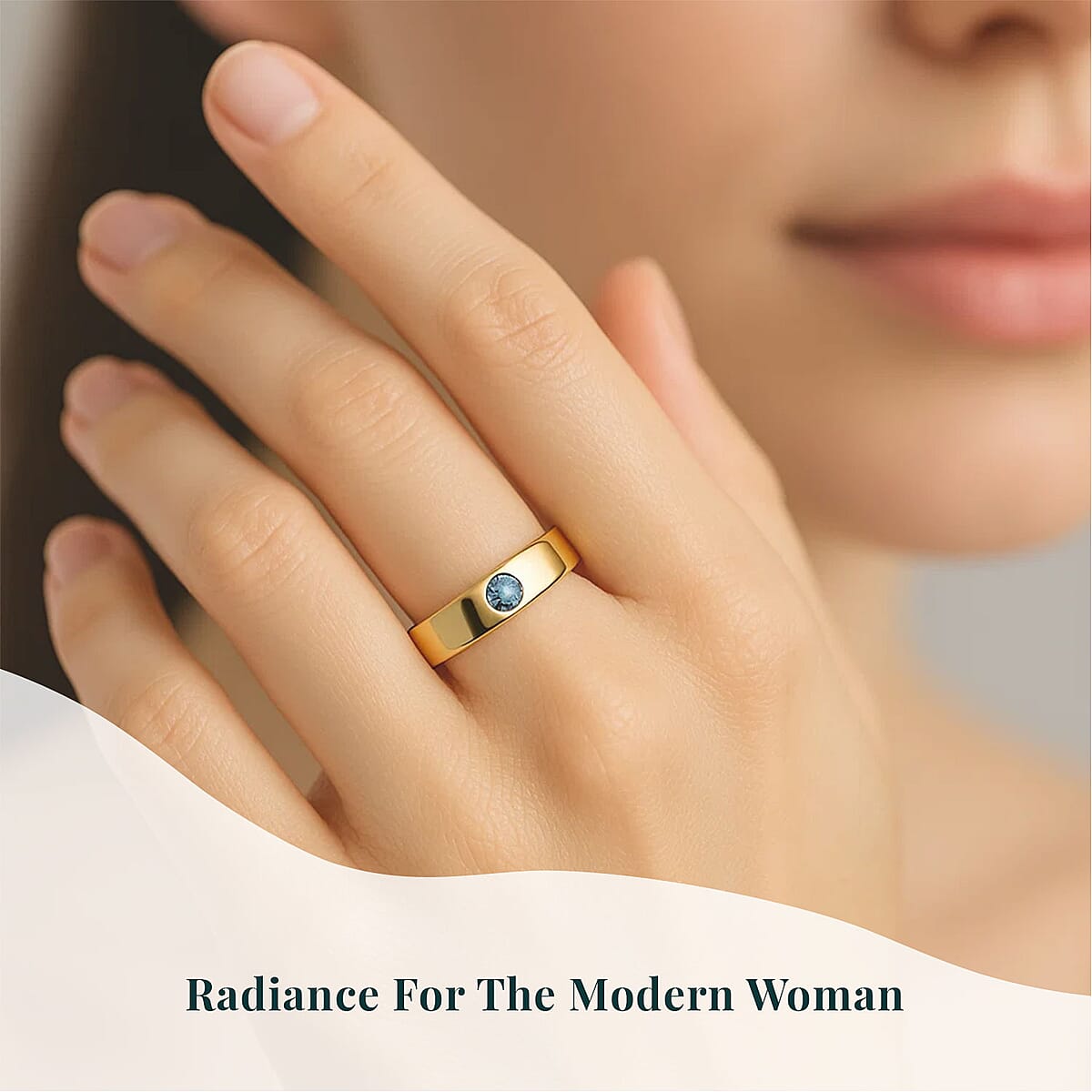 Luxuriant Lab Grown Blue Diamond (VS) 0.25 ctw Ring in Vermeil Yellow Gold Over Sterling Silver (Size 9.0) image number 1