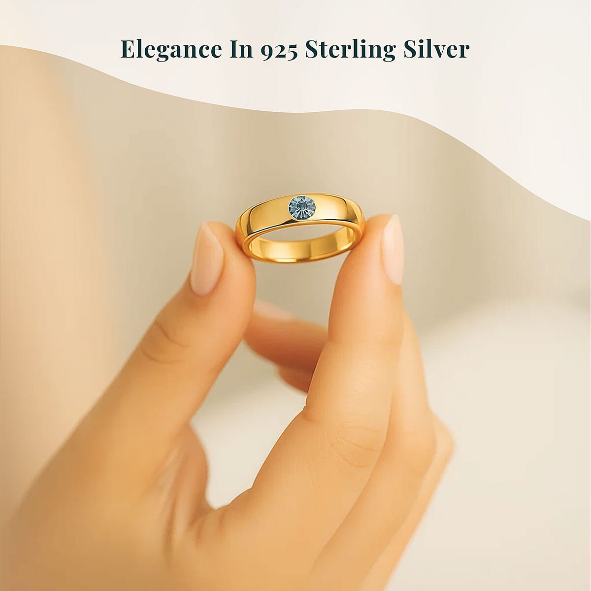 Luxuriant Lab Grown Blue Diamond (VS) 0.25 ctw Ring in Vermeil Yellow Gold Over Sterling Silver (Size 9.0) image number 2