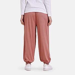 Dusty Rose Knit Wear Smocked Waist Pant with Elastic Ankles