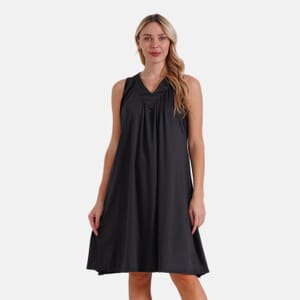 Black Sleeveless Midi Lounge V-neck Dress - One Size Fits Most