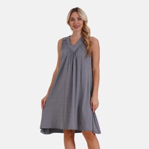 Gray Sleeveless Midi Lounge V-neck Dress - One Size Fits Most