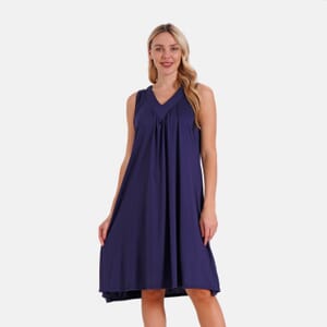 Navy Sleeveless Midi Lounge V-neck Dress - One Size Fits Most