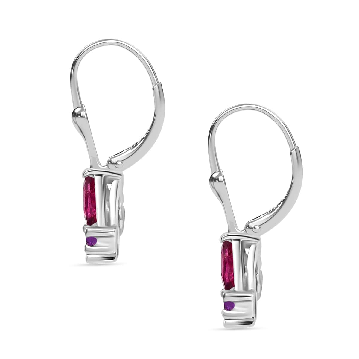 Premium Orissa Rhodolite Garnet and African Amethyst 0.90 ctw Butterfly Earrings in Rhodium Over Sterling Silver image number 3