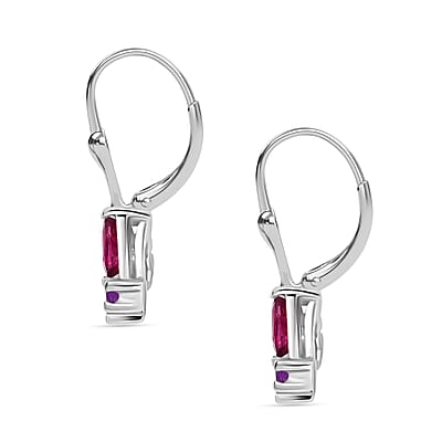D'Joy Premium Orissa Rhodolite Garnet and African Amethyst 0.90 ctw Butterfly Earrings in Rhodium Over Sterling Silver