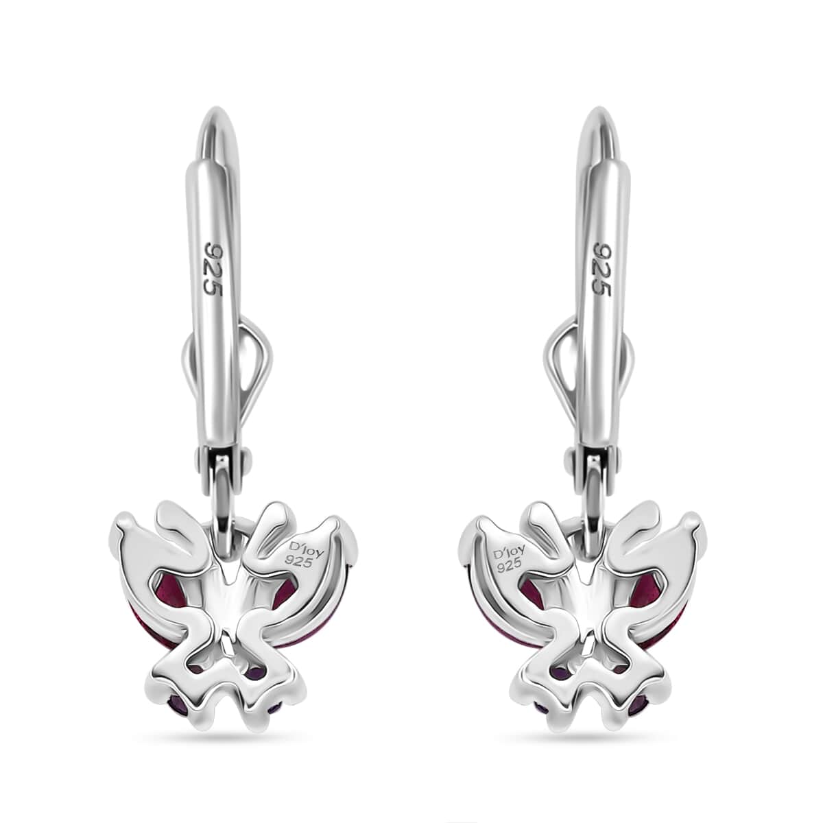 Premium Orissa Rhodolite Garnet and African Amethyst 0.90 ctw Butterfly Earrings in Rhodium Over Sterling Silver image number 4