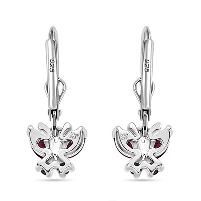 D'Joy Premium Orissa Rhodolite Garnet and African Amethyst 0.90 ctw Butterfly Earrings in Rhodium Over Sterling Silver
