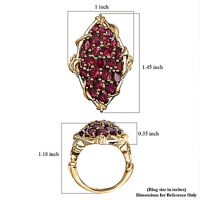 D'Joy Orissa Rhodolite Garnet 6.00 ctw Crimson Bloom Ring in 18K Vermeil Yellow Gold Over Sterling Silver (Size 10.0)