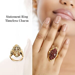 D'Joy Orissa Rhodolite Garnet 6.00 ctw Crimson Bloom Ring in 18K Vermeil Yellow Gold Over Sterling Silver (Size 7.0)